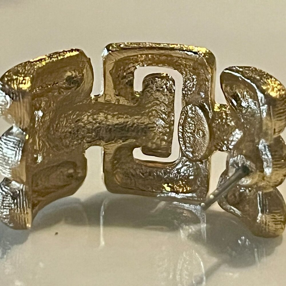 Givenchy Gold-Tone Vintage Logo Earrings + COA - Picture 7 of 12